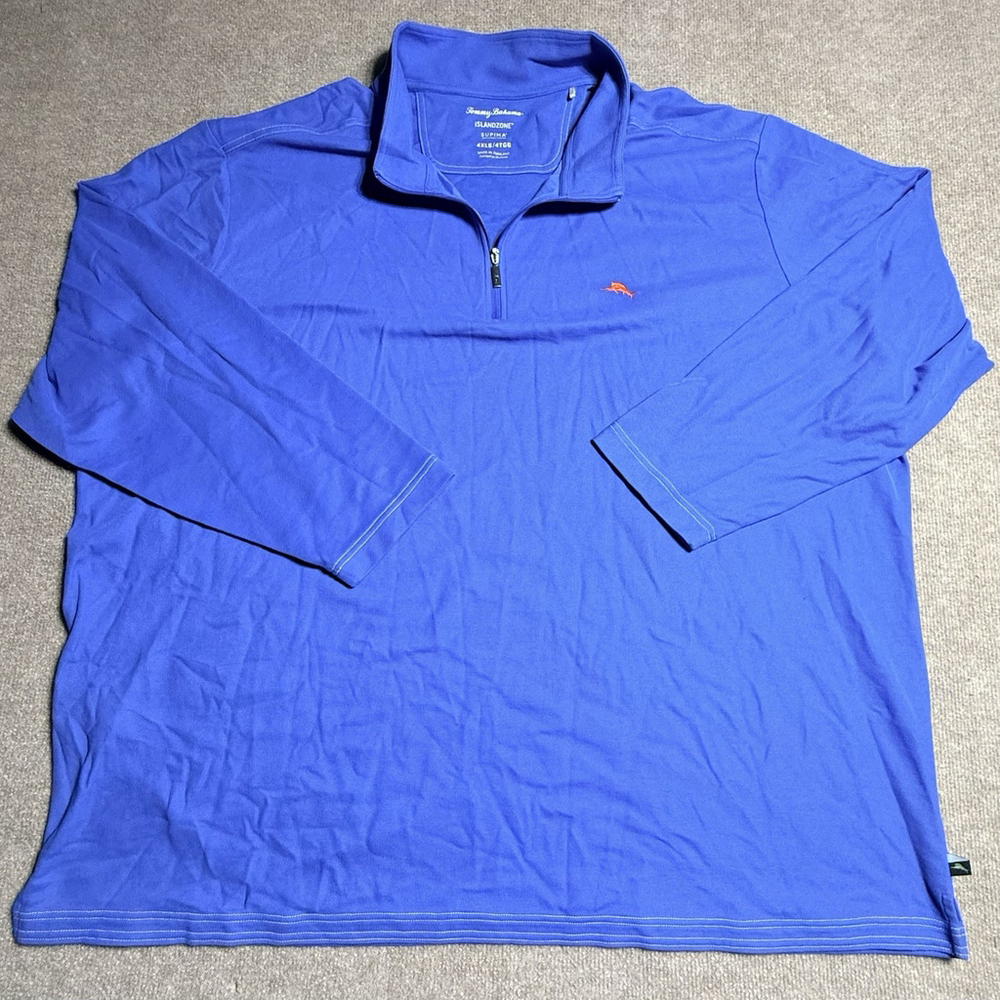 Tommy Bahama Emfielder IslandZone Half Zip Mens 4XLB Blue Supima Cotton BT224017 - Picture 2 of 16